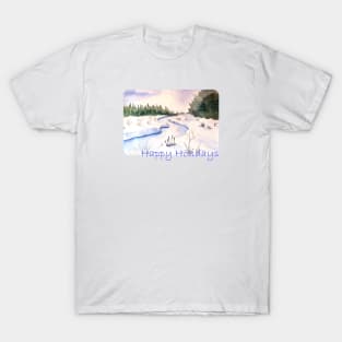 Happy Holidays Snow Scene T-Shirt